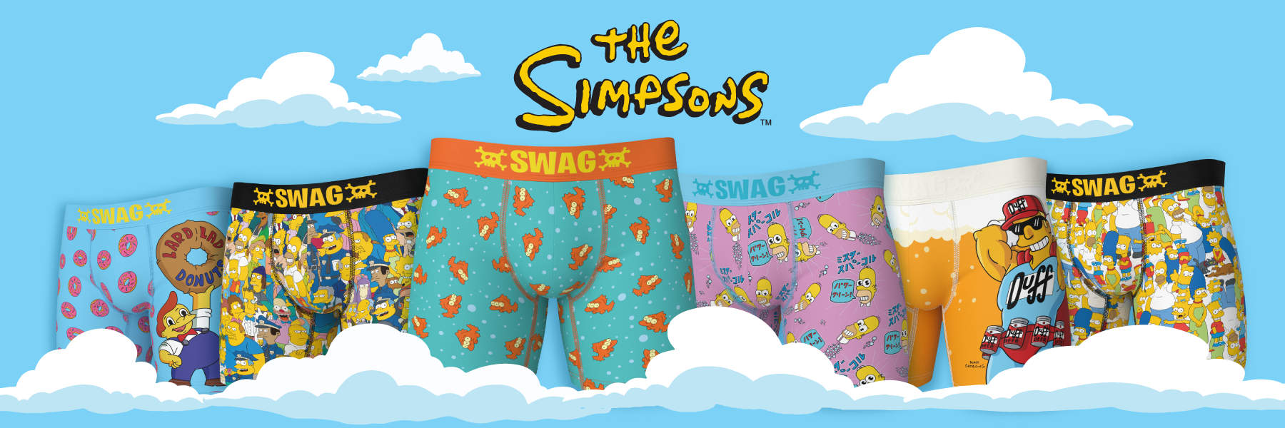 SWAG Simpsons Lard Lad Donuts Pink Frosted Sprinkles Blue Boxers NWT Men's