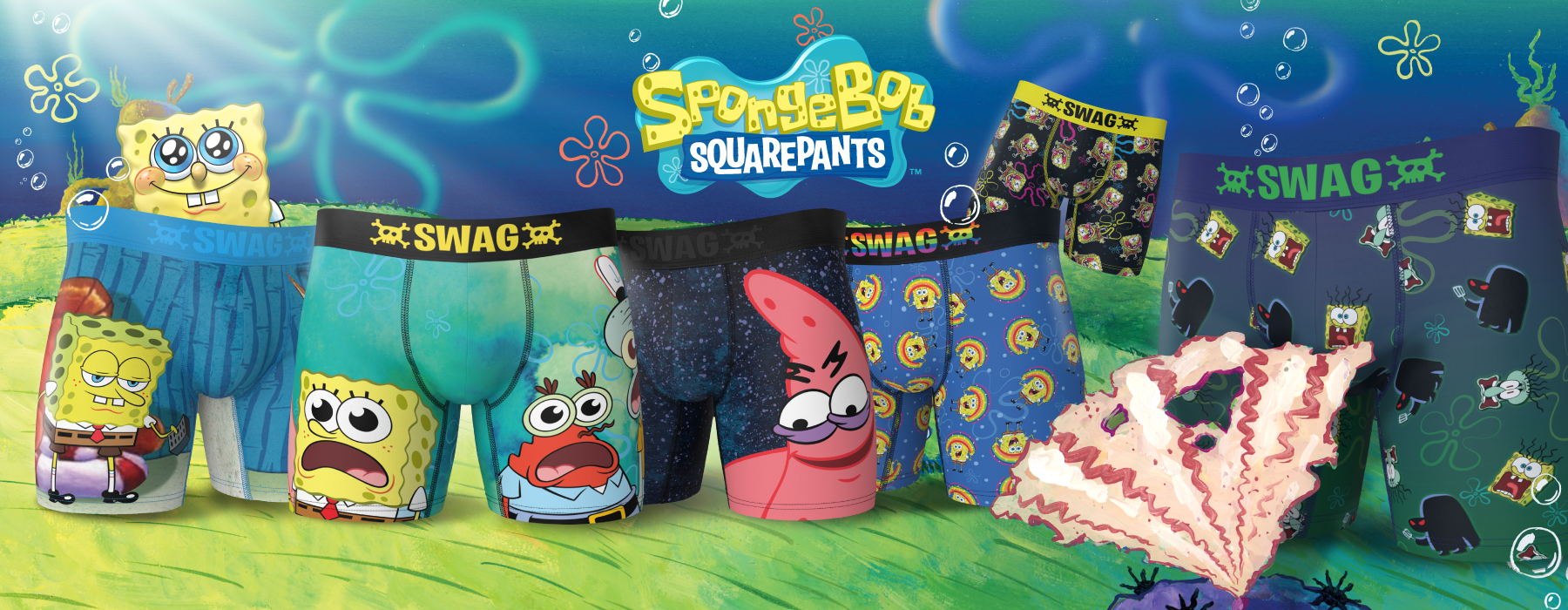 SpongeBob SquarePants Savage Patrick Swag Boxer Briefs-Medium (32