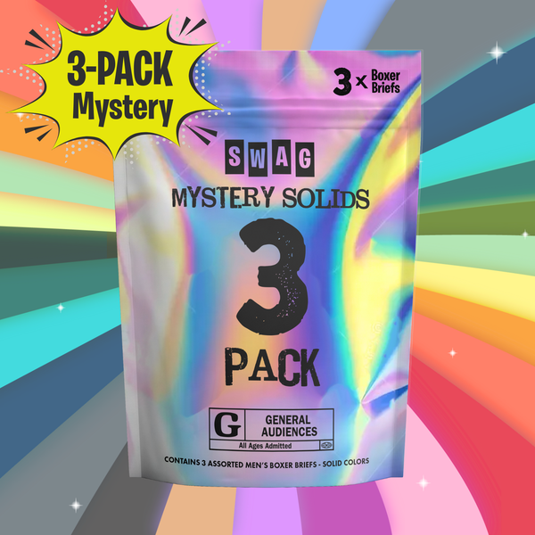 🟣 SWAG Mystery Boxer Brief 3-Pack - Solid Colors 🟠