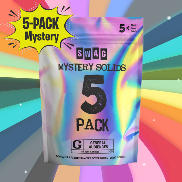 🌈 SWAG Mystery Boxer Brief 5-Pack - Solid Colors 🌈