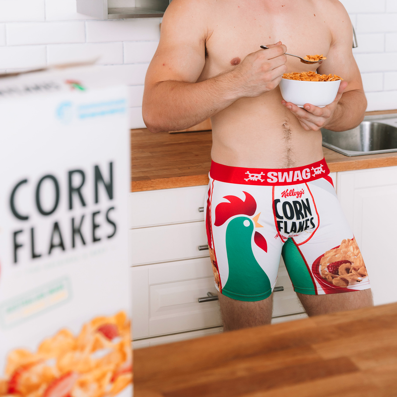 Kellogg's Corn Flakes Cereal Box Style Swag Boxer Briefs-Small (28-30)  