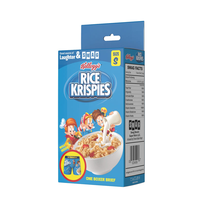 SWAG RICE KRISPIES Boxer Briefs Mens LARGE 36 - 38 BLUE KELLOGGS CEREAL BOX  NWT
