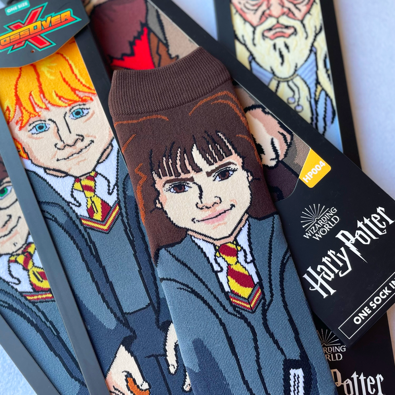 Crossover Harry Potter Ron Weasley Hermiono Granger Dumbledore  Wizarding World Harry Potter Crossover Collectible Character Socks Sox